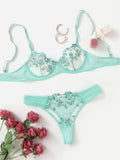 Floral Embroidery Transparent Lace 2 Piece Set-Outfit