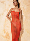 Beach Skirt Knitted Hollow Sexy Sling With Long Beach Bathwear Sunscreen
