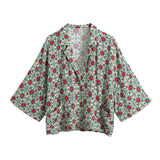 Women's Geometric Printing Wide Casual Hanging Short-Sleeved Shirt
