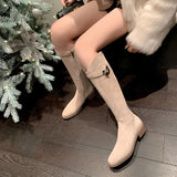 Zingj Comfortable Low Heel Boots 2023 New Oblique Temperament Girl Boots Are Versatile-Outfit