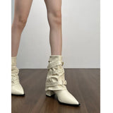 Western Cowboy Boots Sharp Head And Pants Tube Boots Women 2025 New Big Good-Looking Short Boots Folds High