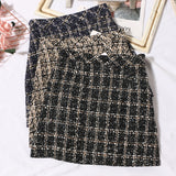 Scented Coarse Flowers, Lattice Half-Dress Woman 2025 Autumn And Winter New High-Waisted Thin Ass A-Word Skirt