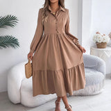 Shooting 2025 Autumn And Winter Collar Casual Loose Long-Sleeved Lotus Leaf Shirt Skirt Women's