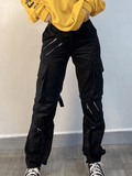 Zipper Strap Detail Cargo Pants-Outfit