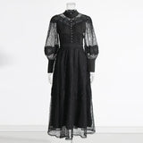 French Classical Style 2025 New Temperament Design Embroidered Laces To Show Thin Solid Color Dress