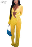 Women 3 Piece Set Long Sleeve Tops Sexy Club Lace Up Bra Wide Leg Pants Fashion Office Lady Work Suit Uniforms