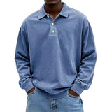 New Men's Shirt Casual Long-Sleeved Button-Down Polo Shirt