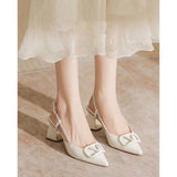 Mary Jane Single Shoe Woman 2025 New Coarse Heel Head Buckle French High Heels In The Heel Patent