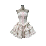 French Fashion Ribbon Crumbed Girl Series Cake Corset Dress With Same Color Pumpkin