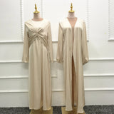Solid Color Fresh And Sweet Two-piece Dress Cardigan