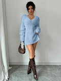 Autumn And Winter New V Collar Wear Loose Lazy Breeze Knitted Sweater