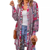 Beach Coat Bohemian Shirt Clips Loose Casual Printed Long Cardigan Women's
