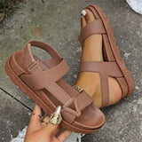 Summer New Casual Sandals Women's Cake Magic Sticker Thick-Soled Sandals Beach Women's Shoes Flat