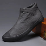 New Men's Shoes Plus Velvet Warm Leather Shoes High-Top Casual Shoes Korean Version Of The Trend Of Pedal Shoes High-Top
