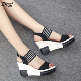 Fashion Wedge Women Shoes Casual Belt Buckle High Heel Shoes Fish Mouth Sandals 2023 Luxury Sandal Women Buty