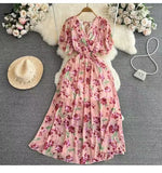 New Seaside Holiday Dress Women Spring And Autumn 2025 New Sexy V Receive Lanky