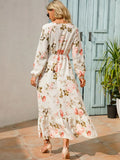 Women Summer Dress Floral Print Casual Long Dresses Female Long Sleeve Elegant A Line Beach
