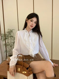 Xixi 2025 Autumn White Label Thousand Gold Lace Lace With Bottom Shirt Women's Long-Sleeved Top