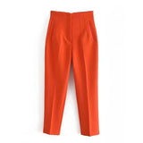 Trousers Slimming Solid Color Pleating Formal