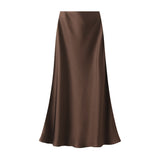 Lustrous Silky Silky Dress Half-Dress Women's Summer Long Fishtail Skirt High-Waisted Thin-Butt
