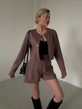 Imitation Deer Skin Shorts Set Of Metal Buttons Multi-Color Optional Simple Autumn And Winter