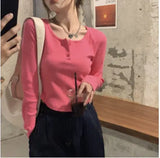 Zingj Sense Long-Sleeved T-Shirt Female 2024 Spring And Autumn New Korean Version Slim Careful Machine Bottom Shirt Short Student