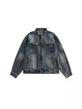 Zingj Do Old Wash Texture Loose Denim Jacket Male Zip Couples Jacket Popular Logo Casual Jacket