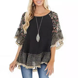 Spring And Summer Women's Bat Sleeves Colored Leopard Colored Leopard Prints In-Sleeve