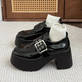 Loafer Spring 2025 New Foot Pedal Increased Thick Heel Black Fashion Simple British Small Leather Shoes