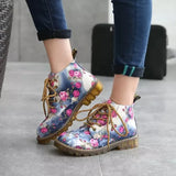 Retro With Broken Flowers Martin Boots Girl English Wind Flat Spring And Autumn Women Boots Short
