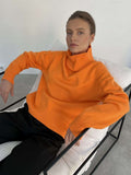 Multi-Color High-Necked Solid-Color Sweater Women Loose Collar Collar Collar Women's Clothing