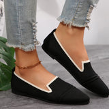Summer New Pointed Single Shoes Women Low Help Fabric Shallow One-Legged Flat Heel Low-Heel Large Women's