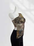 Zingj Single With Breast Hot Girl Top Summer Irregular Design Sense Small Open Fork Mesh Gauze Inclined Shoulder