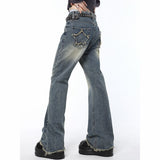 Back Star Patchwork Flare JeansOutfit