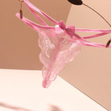 Thong Female Feel Bow Diamond Hollow Without Trace A Line Tone Ultra-Thin Summer