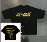 Street Pistol Trend New Front And Rear Printing T-Shirt Gothic High Street Short-Sleeved Round Collar