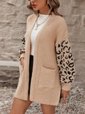 Spring And Autumn Leopard Prints Knitted Cardigan Women Fashion Lazy Loose Sweater