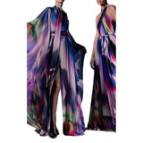 Spring Summer New Star Fashion Sleeves Phantom Print Dress Holiday Long