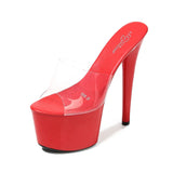 Zingj New Model Shoes Super High Heels 17CM Thin Heel Waterproof Platform Sandal Female Transparent Crystal Shoes Wedding