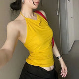 Women's Clothing 2025 Summer New Solid Color Sexy Bare Back Net Yarn Sweet Cool Hottie Vest Hanging Neck Top