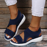 New Large-Size Solid Color Fly-To-Weaving Tight Feet Fish Mouth Slope And Casual Sandals