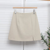 Open Forked-But Hip Anti-Walking A-Word Short Skirt Woman 2025 Suit Fabric Thin A-Dress Skirt