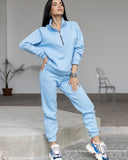 And Autumn 2025 Fashion Casual Hoodie Two Sets Of Long-Sleeved Solid Color Grip Velvet Feet Leisure