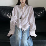 Zingj Autumn New Lazy Wind Relaxed Striped Shirt Coat Female Loose And Versatile Sunscreen Long-Sleeve