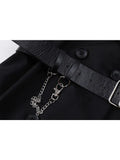 Women Gothic Punk Black Blazer Dress Short Sleeve 2023 Summer High Waist With Belt Streetwear Fashion Harajuku Goth Dress