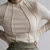 Zingj Bottom Shirt Autumn Winter Round Collar Tight Edge T-Shirt Female Tight Casual Sexy Jacket
