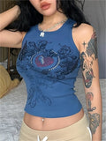 crop tank top with heart rhinestone