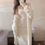 And Gentle Milky Knitted Suit Dress Women's Autumn And Winter 2025 New Temperament Cardigan Sweater Skirt Two