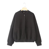 Bomber Jacket-Style Tunic 3399802 Loose High-Waisted Velvet Trousers