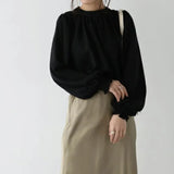 Loose Puff Long Sleeve Shirts Women 2023Spring Autumn Korean Fashion Chiffon Blouse Women Solid Tops New Blusas